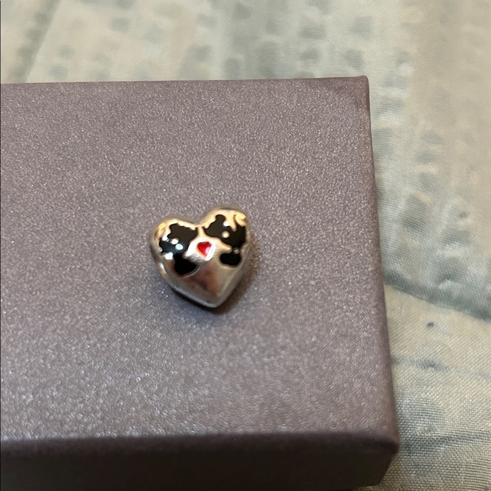 Pandora disney minnie and mickey heart -Shaped Silver charm